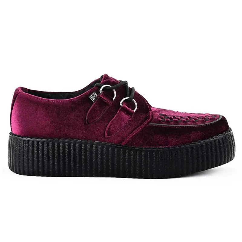Viva High Goth Creeper Velvet Platform Lace-Up Shoes