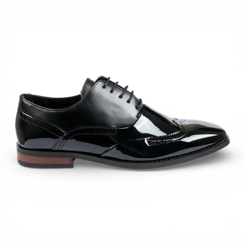 Patent PU Leather Wingtip Brogue Oxford Shoes - M94215