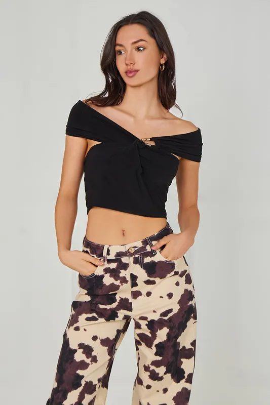 Gold Trim Bandeau Cut Out Top - Urban Bliss