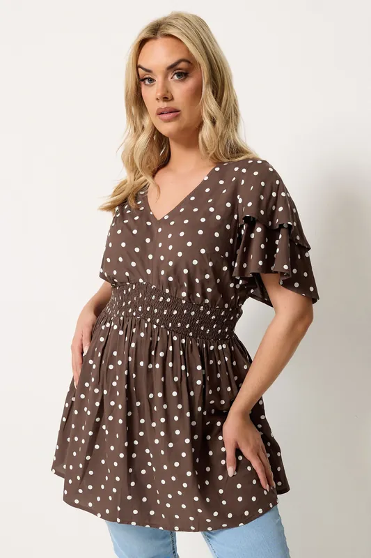 Polka Dot Flutter Sleeve Top - Yours