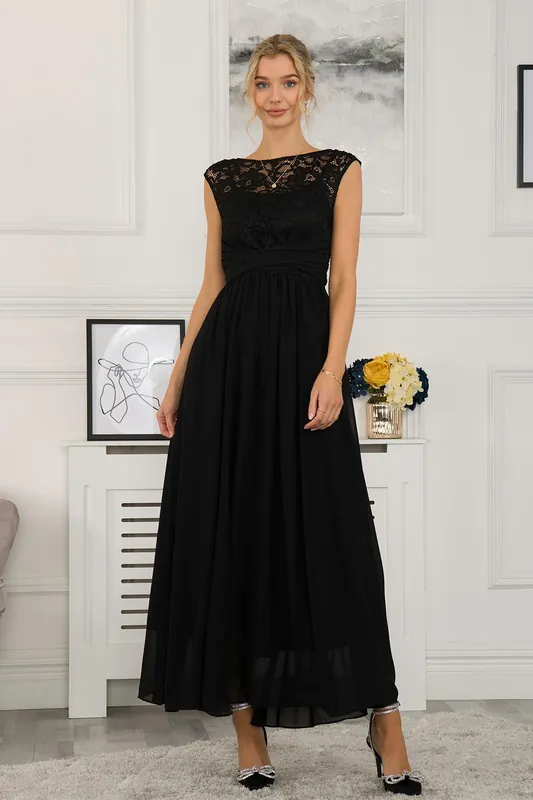 Lace Bodice Maxi Prom Dress - Jolie Moi