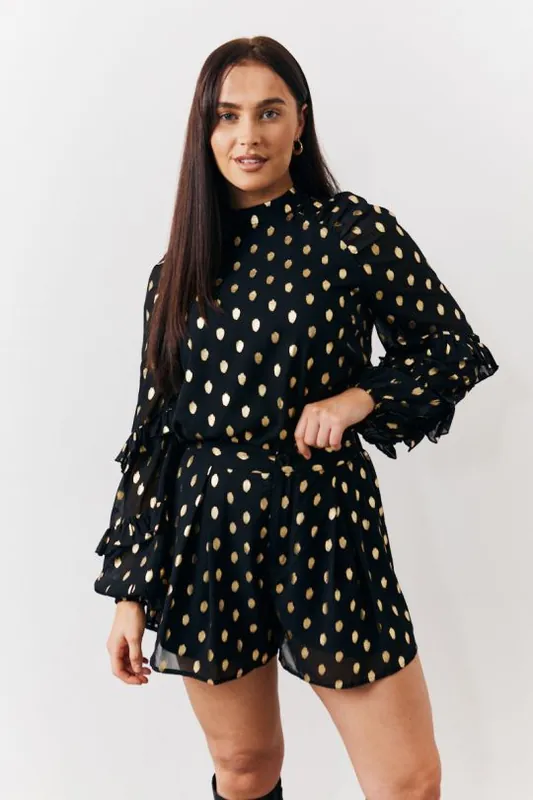 Black Foil Chiffon Blouse - In The Style
