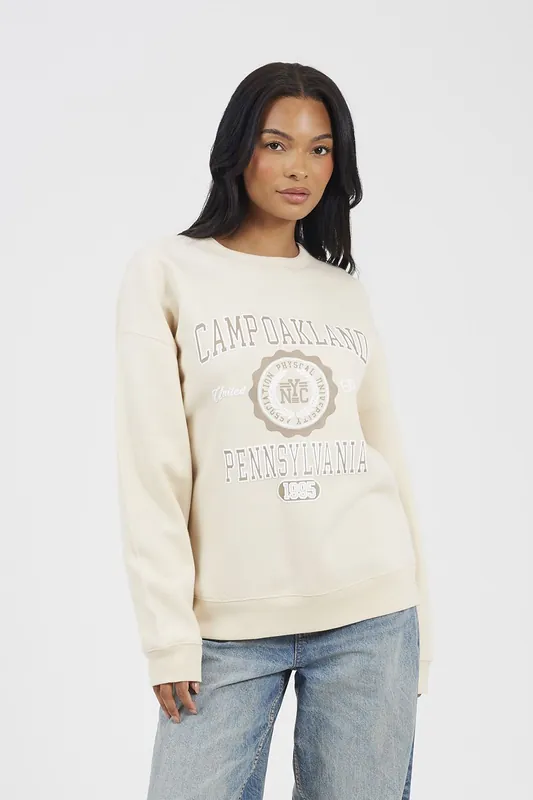 Crew Neck Graphic Print Sweatshirt - Brave Soul