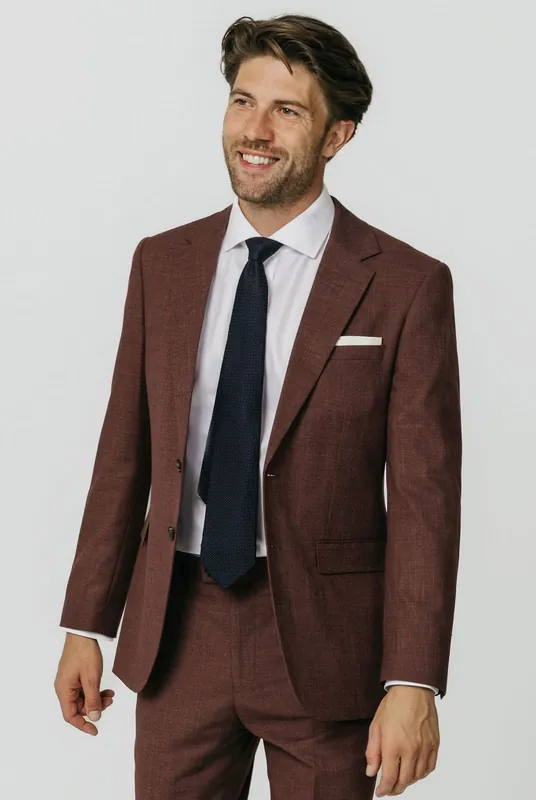Dark Rosewood Weave Suit Jacket - Dobell