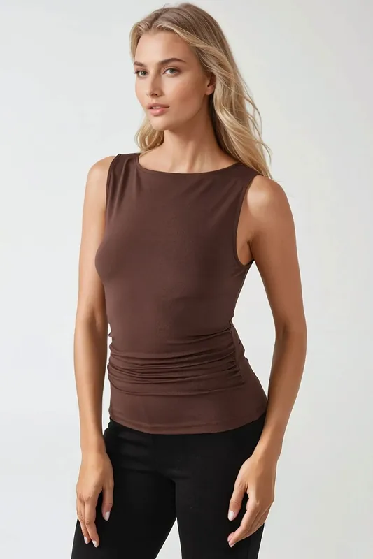 Boat Neck Slim Fit Knitted Top - Hiccup