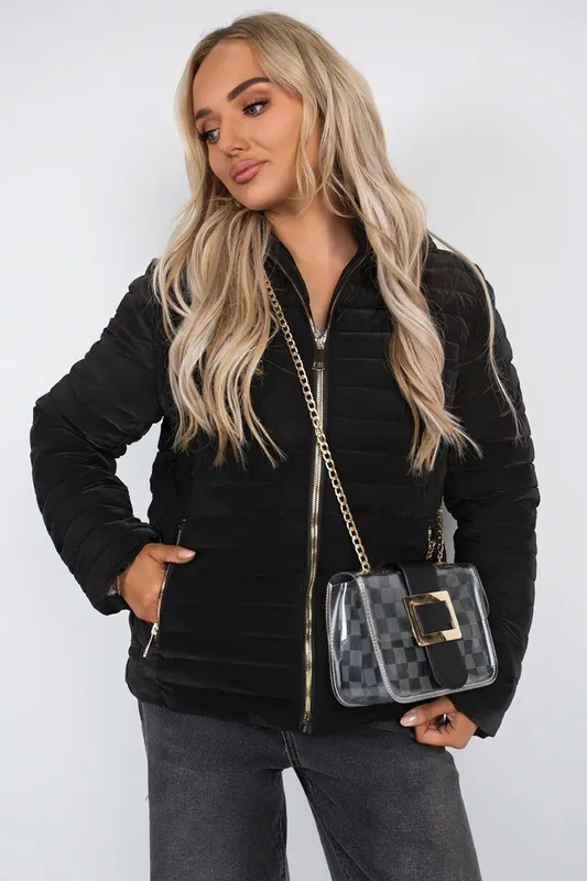 Ravina Gold Detail Hooded Puffer Jacket - IKRUSH
