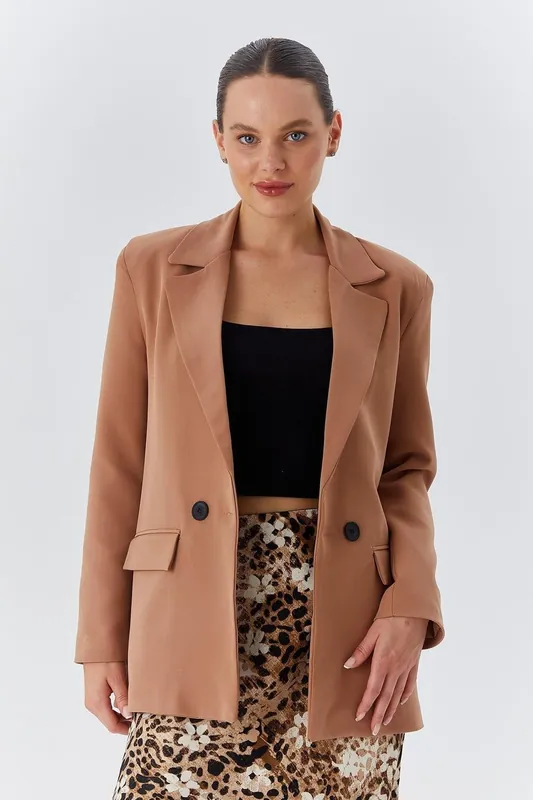 Long faux leather blazer - MixRay