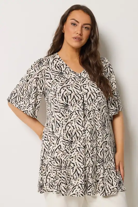 Animal Print Pleat Front Top - Yours