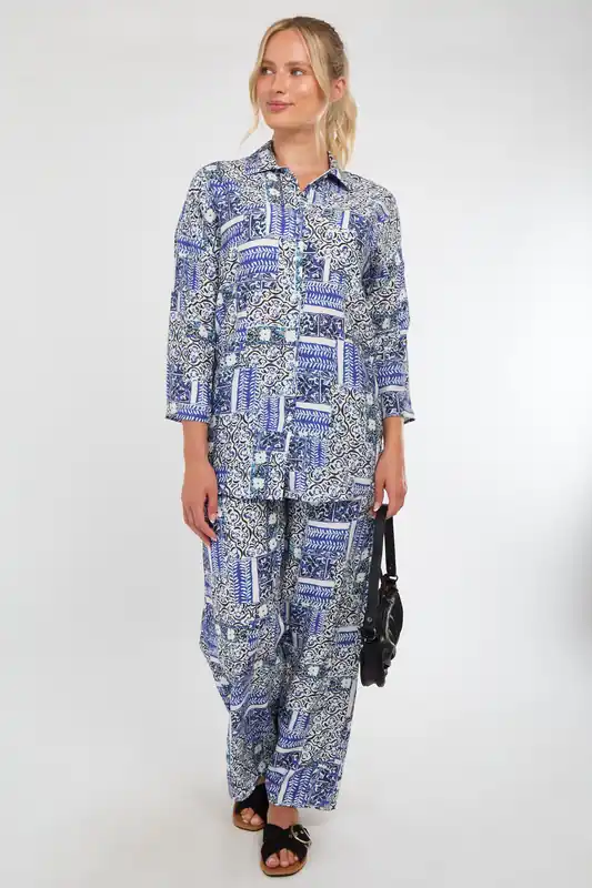 Blue Patchwork Print Co-Ord Set