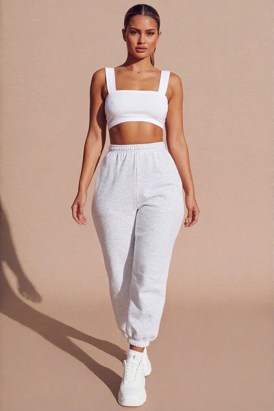 White Thick Strap Square Neck Crop Top - Mirelda