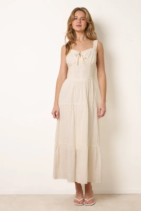 Ivory Broderie Button Down Maxi Dress - Blue Vanilla