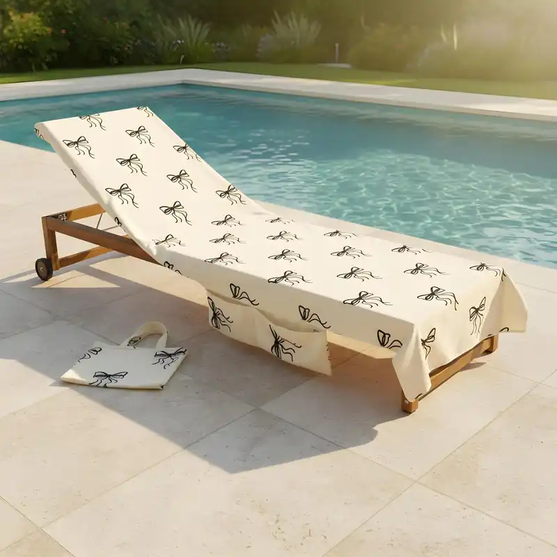 Bows Beach Towel with Bag Quick Dry Absorbent Travel Spa - OHS