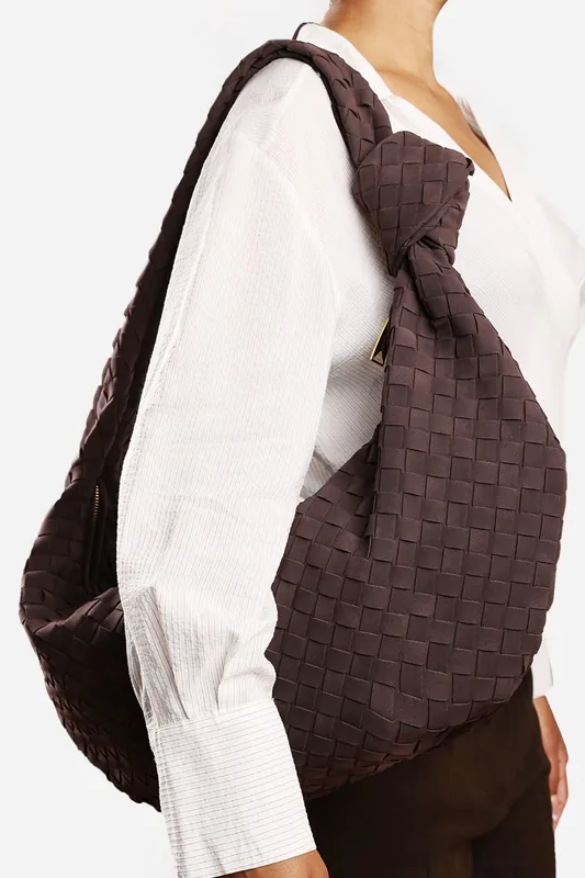 'Fexia' Woven Shoulder Bag with Knotted Straps Detail - Where's That From