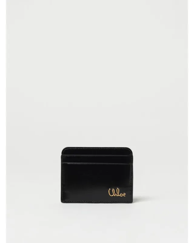 Leather Card Holder Wo - Black Wallets