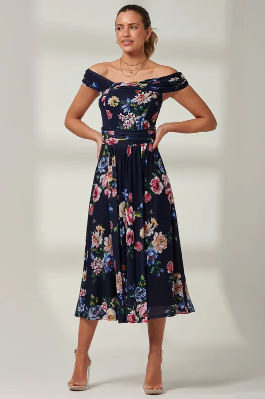 Rawiya Bardot Neck Mesh Dress - Jolie Moi