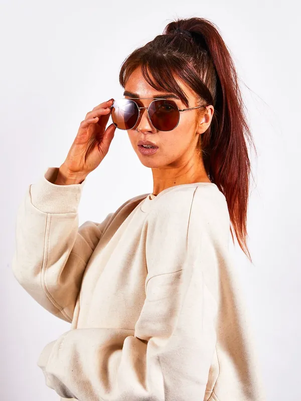 Oversized Rounded Aviator Style Sunglasses - SVNX
