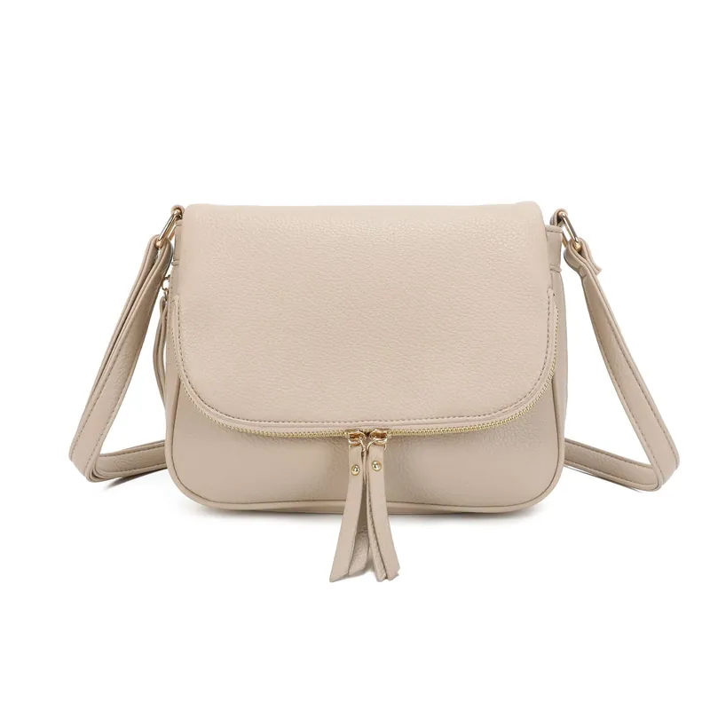 Elegant Crossbody Bag with Double Zipper Pockets and Magnetic Closure - Kitise