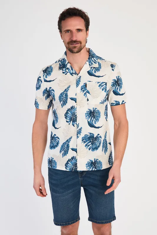 Cotton Printed Poplin Short Sleeve Shirt - Tokyo Laundry