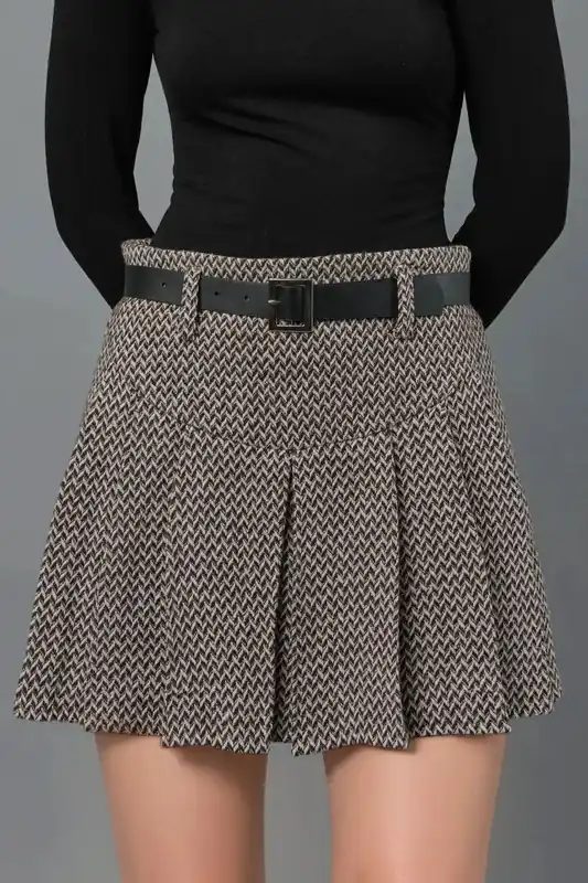 High Waist Pleated Mini Skorts - Hiccup