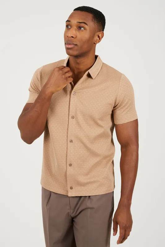 Short Sleeved Textured Shirt - Brave Soul