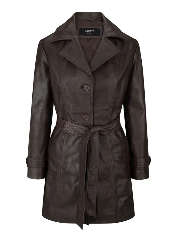 Real Leather Mid Length Blazer - TruClothing