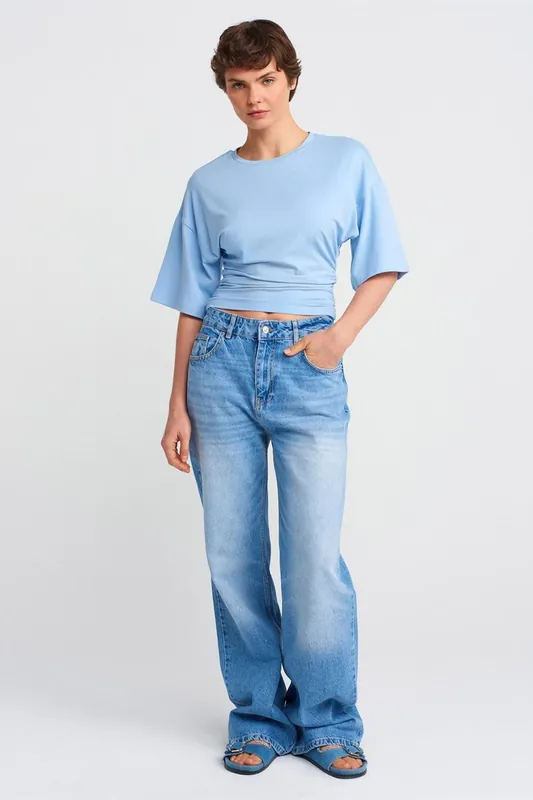 High-Waist Wide-Leg Cotton Denim Jeans