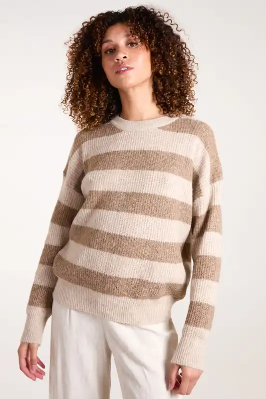 Stripe Rib Knit Jumper - Blue Vanilla