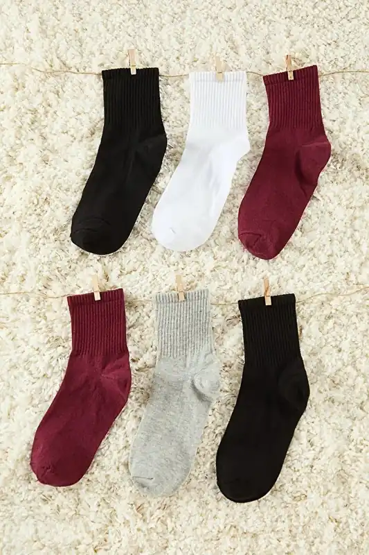 6 Pack Cotton Ribbed Knit Crew Socks - WOVCOR