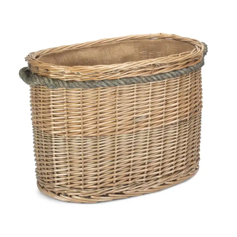 Wicker Oval Rope Handled Log Basket - Red Hamper