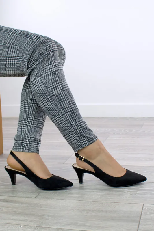 Mid Heel Pointed Toe Slingback 50s Court Shoes - AJVANI