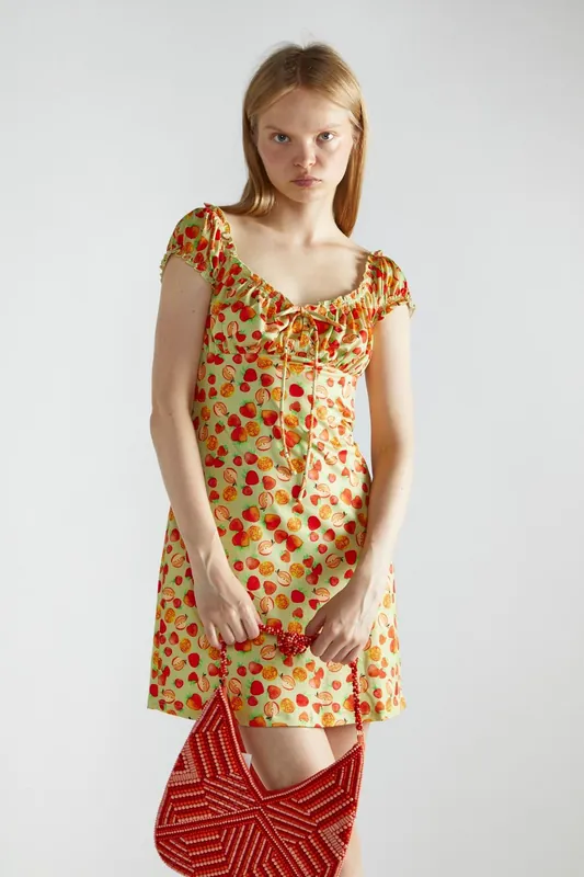 Short-Sleeve-A-Line Mini-Dress