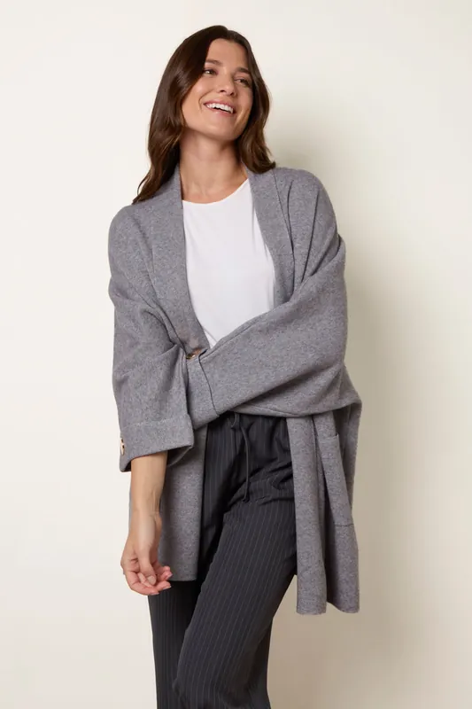 Grey Heavy Knit Cardigan - Blue Vanilla
