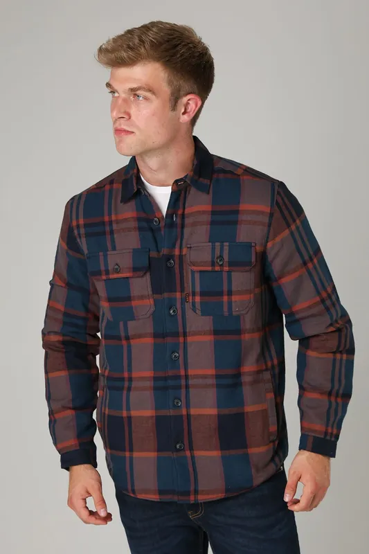 Cotton Checked Long Sleeve Shirt with Borg Lining - Tokyo Laundry
