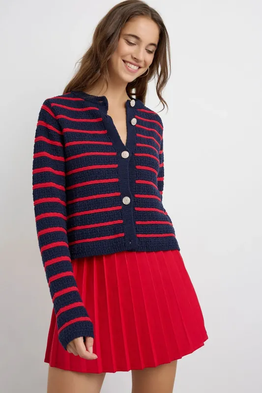 Buttoned Striped Cardigan - Hiccup