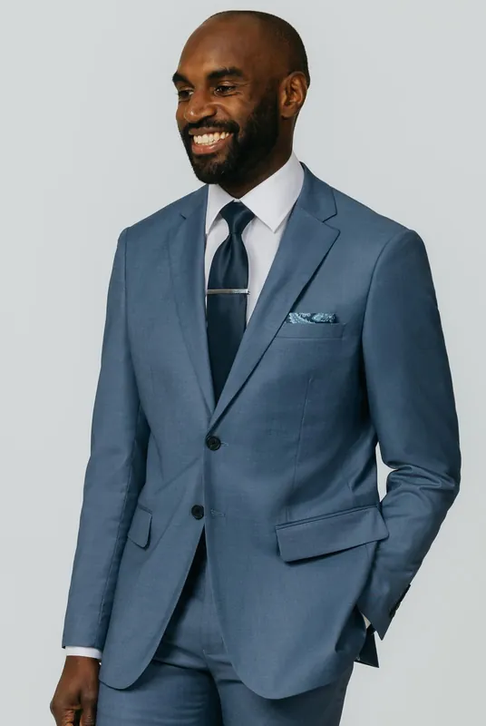 Blue Sharkskin Suit Jacket - Dobell