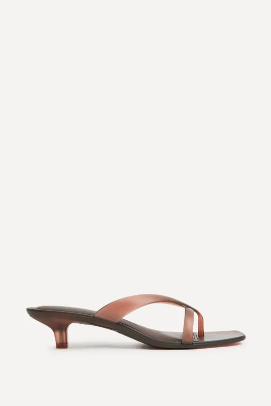 Axis Brown Jelly Heeled Sandals - Linzi