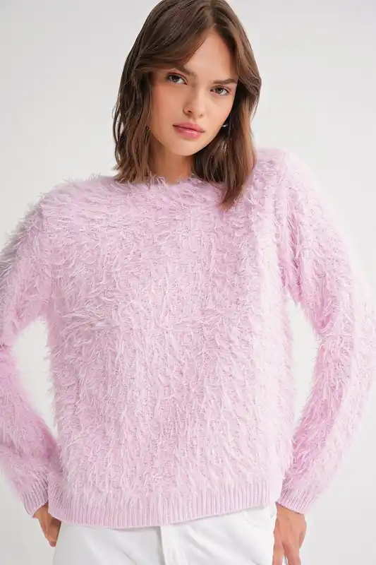 Soft Plush Textured Knit Sweater - MixRay