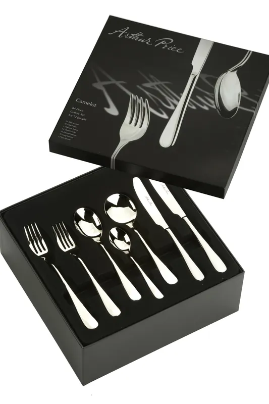 Signature 'Camelot' Stainless Steel 84 Piece 12 Person Gift Boxed Cutlery Set - Arthur Price