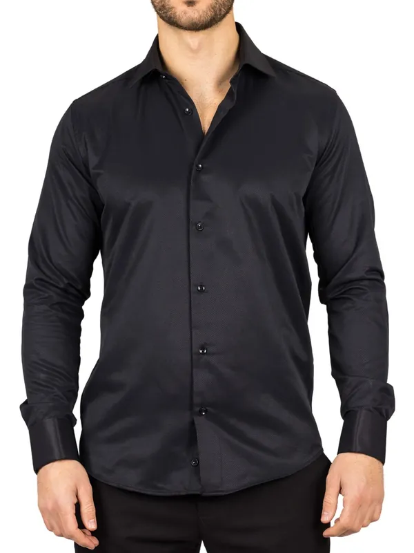 Long Sleeve Regular Fit Double Cuff Twill Oxford Shirt - TruClothing