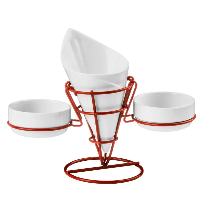 Red French Fry Cone With 2 Dip Dishes - Orsina