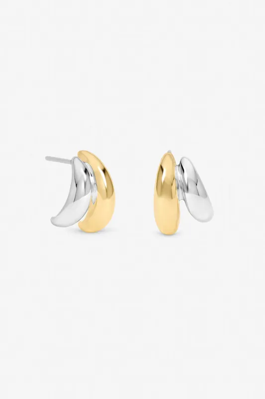 Two Tone Double Row Hoop Earrings - Jon Richard