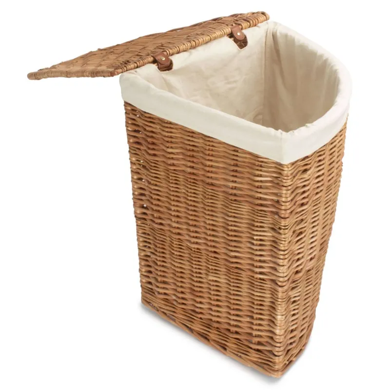 Cotton Lined Light Steamed Corner Laundry Basket - Red Hamper