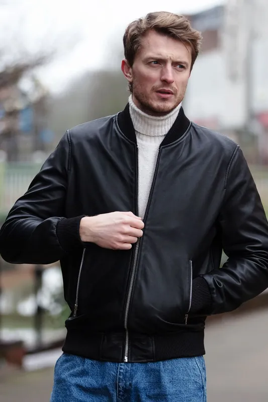 Lightweight Real Leather Bomber Jacket - Ashwood Leather
