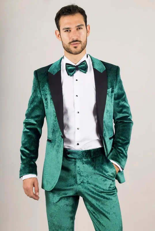 Men's 3 Piece Velvet Wedding Tuxedo Formal Suit - Infinity Leather
