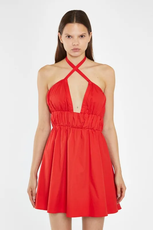 Cross Over Halterneck Mini-Dress