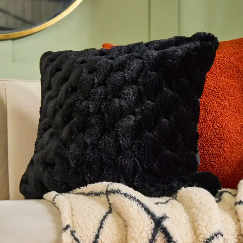 2 Pack Soft Jumbo Waffle Fur Decorative Square Cushion Covers - OHS