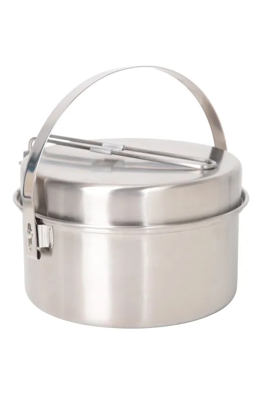 Compact Outdoor Cooking Camping Durable Stainless Steel Dining Cookset - Mountain Warehouse