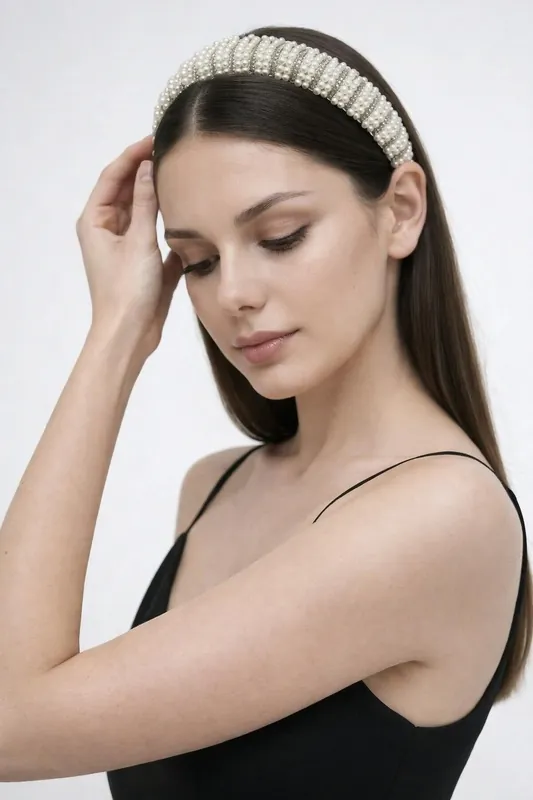 Crystal Gems and Mini Pearls Headband - SVNX
