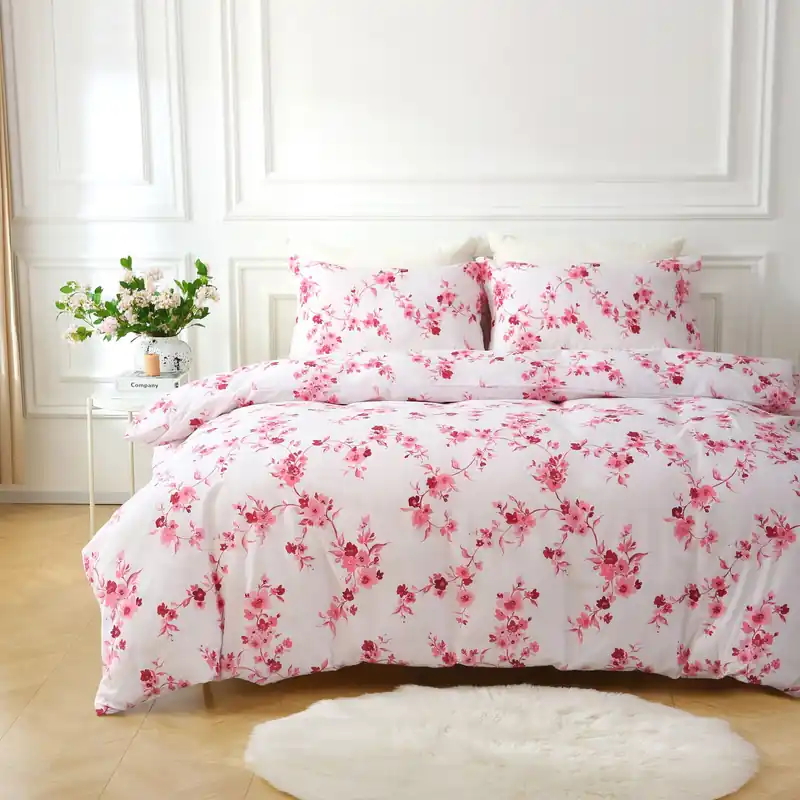 Sakura Blossom Floral Duvet Cover Set With Pillow Case Bed Linen - Portfolio Home