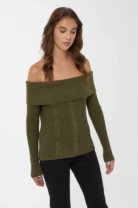 Off Shoulder Knitted Sweater - Hiccup